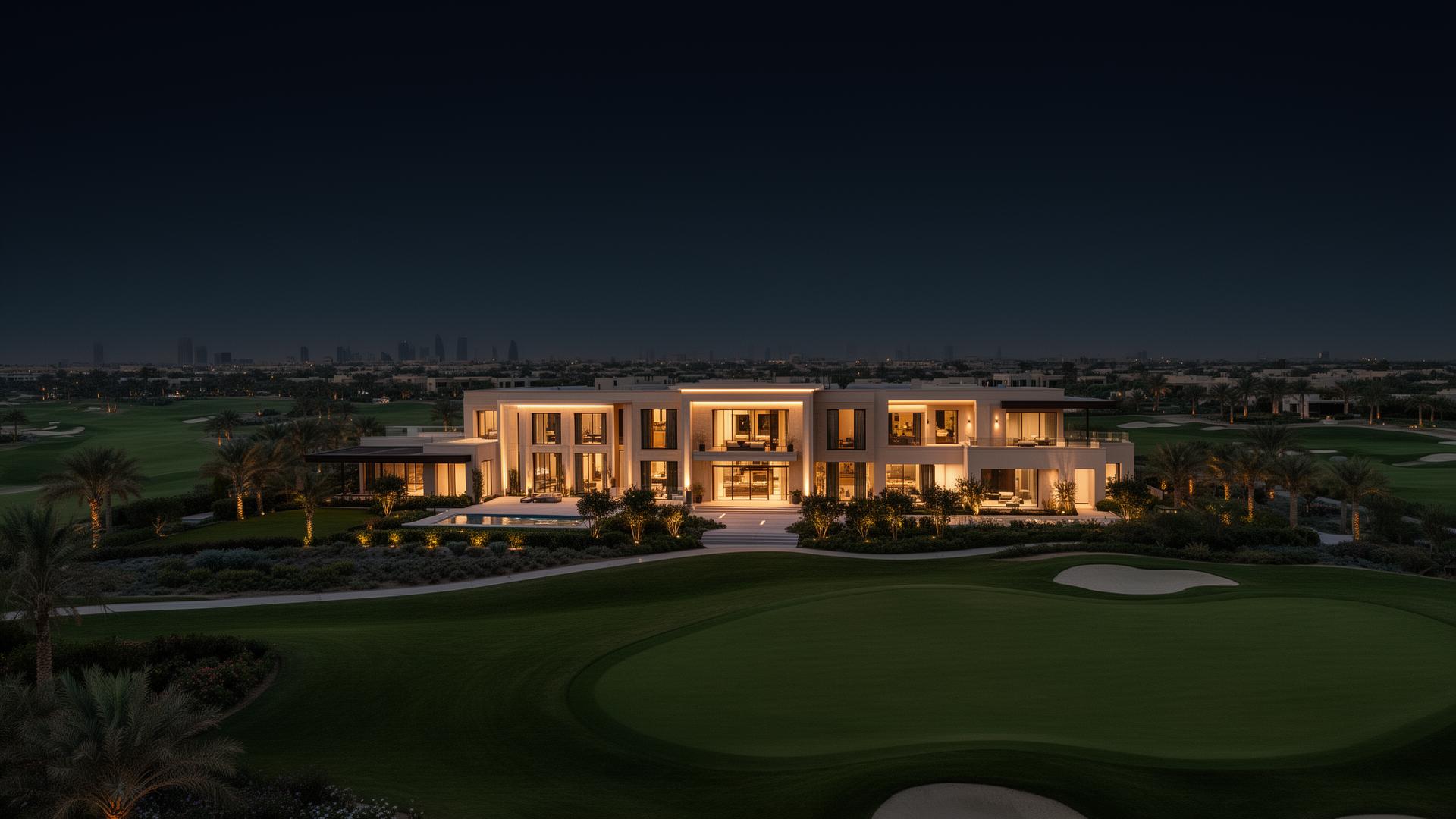 Aerial view of Dubai luxury villas